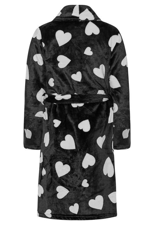 Petite Black Heart Print Dressing Gown | PixieGirl  7