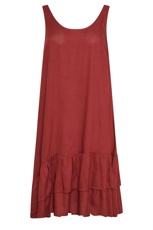 PixieGirl Petite Women's Dark Red Asymmetric Frill Midi Dress | PixieGirl 6