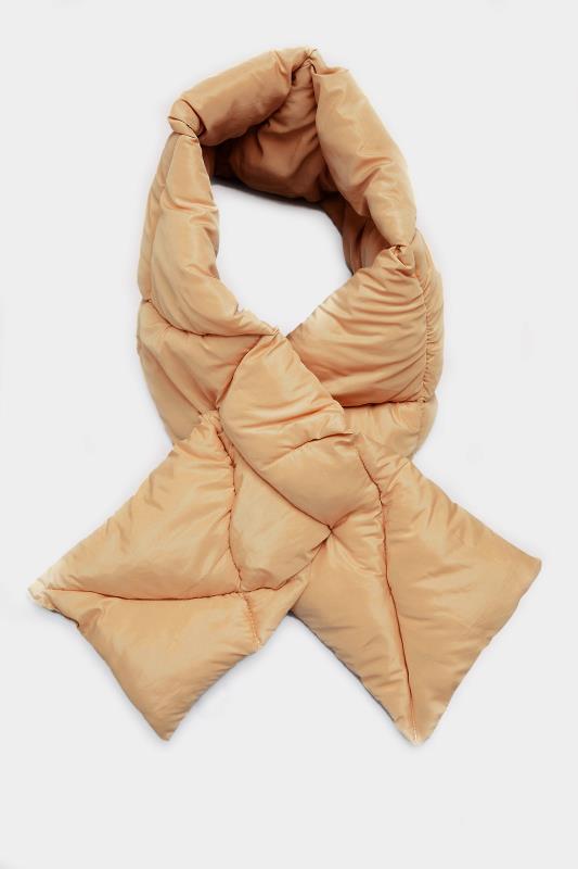 Beige Brown Quilted Padded Scarf 1
