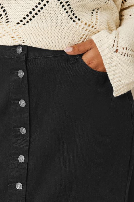 EVANS Plus Size Black Button Through Denim Maxi Skirt | Evans 4