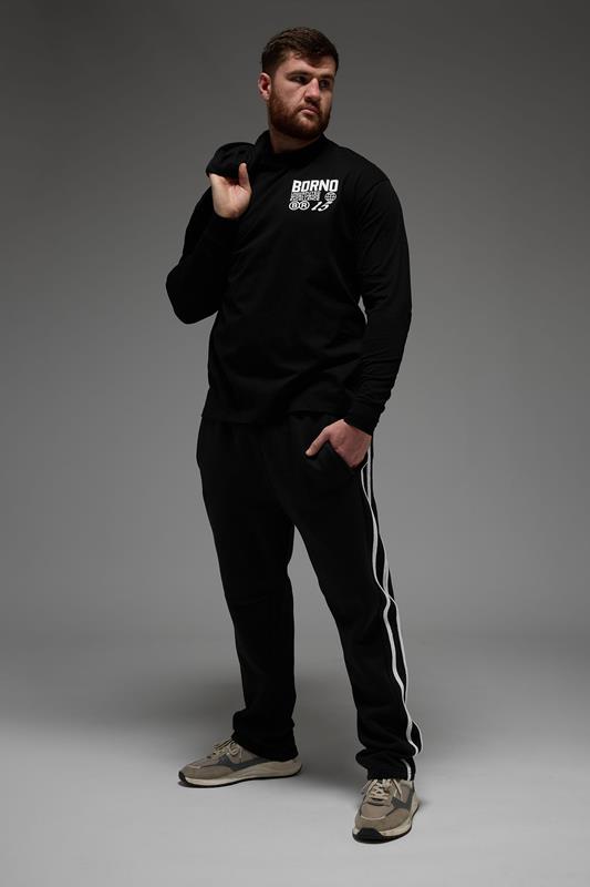 BDRNO Premium Big & Tall Black Printed Long Sleeve T-Shirt | BadRhino 1