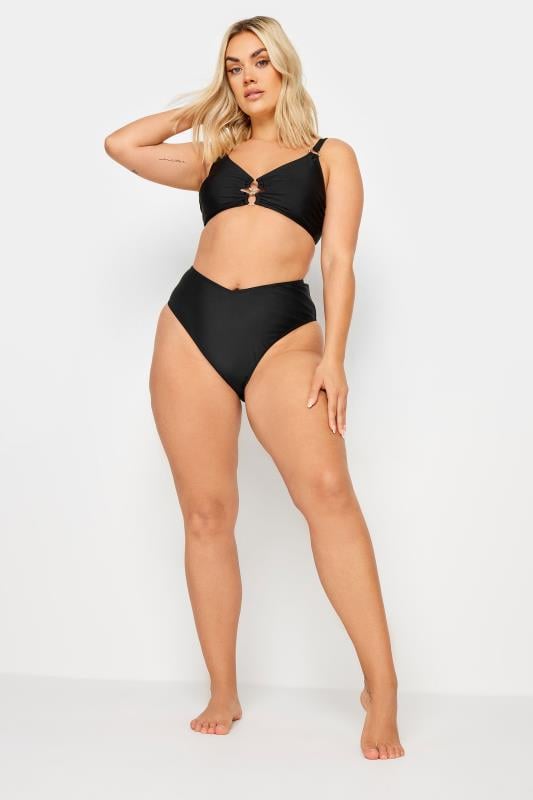 YOURS Plus Size Black Ring Detail Bikini Top | Yours Clothing 3