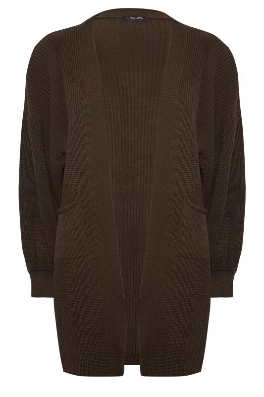 Curve Plus Size Brown Longline Knitted Cardigan | Yours Clothing 6