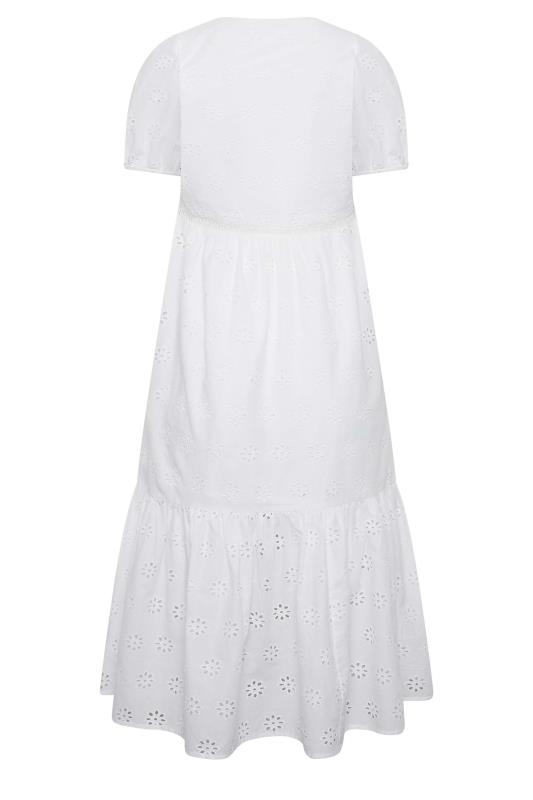Petite White Broderie Short Sleeve Maxi Dress | PixieGirl 7