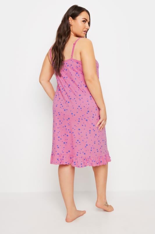 YOURS Plus Size Pink Star Print Chemise | Yours Clothing 3