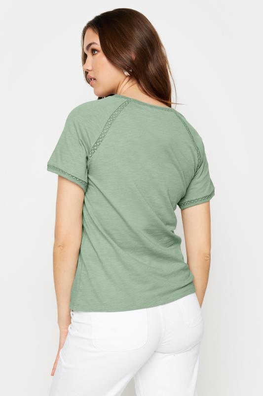 LTS Tall Women's Sage Green Crochet Detail T-Shirt | Long Tall Sally 3