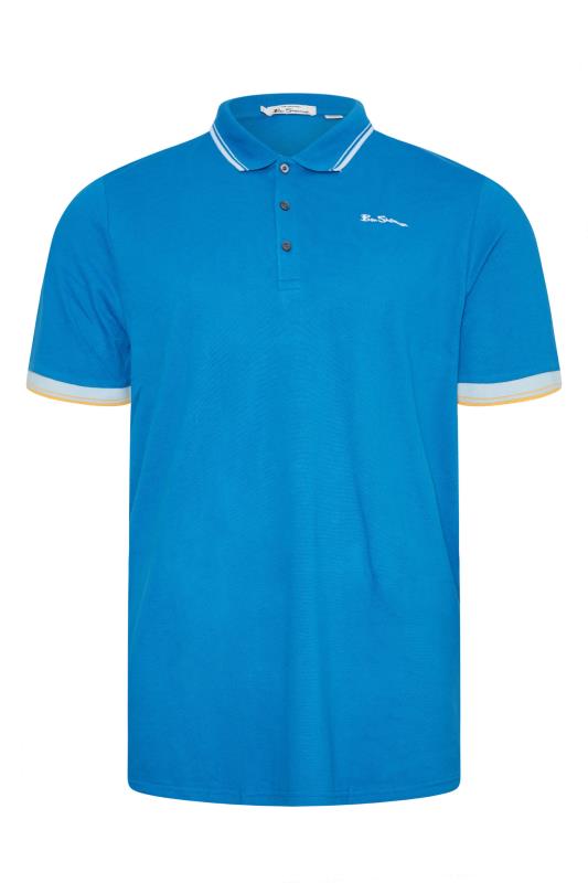BEN SHERMAN Big & Tall Blue Tipped Polo Shirt 3