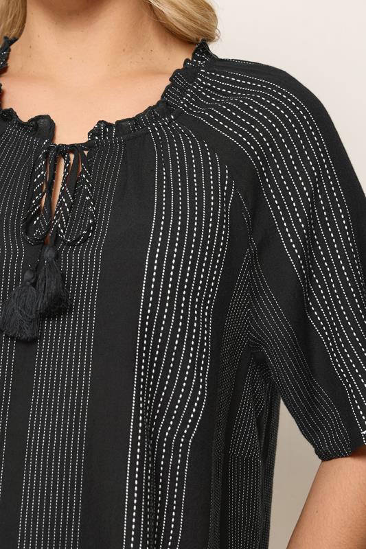 YOURS Plus Size Black Embroidered Notch Neck Blouse | Yours Clothing 4