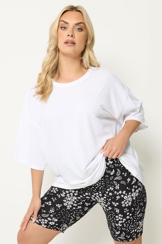YOURSET 2 PACK Plus Size Black Paisley Print Cycling Shorts | Yours Clothing 2