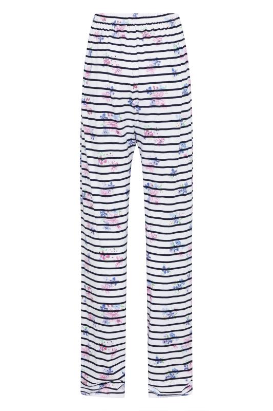 LTS Tall Women's White Floral Stripe Wide Leg Cotton Pyjama Bottoms | Long Tall Sally 6