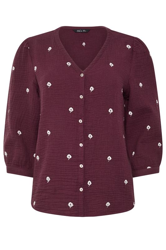 M&Co Berry Purple Floral Embroidered Cotton Blouse | M&Co 5
