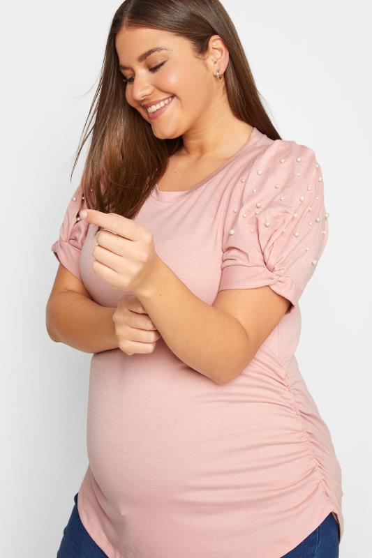 Tall Women's LTS Maternity Pearl Puff Sleeve Top | Long Tall Sally 4