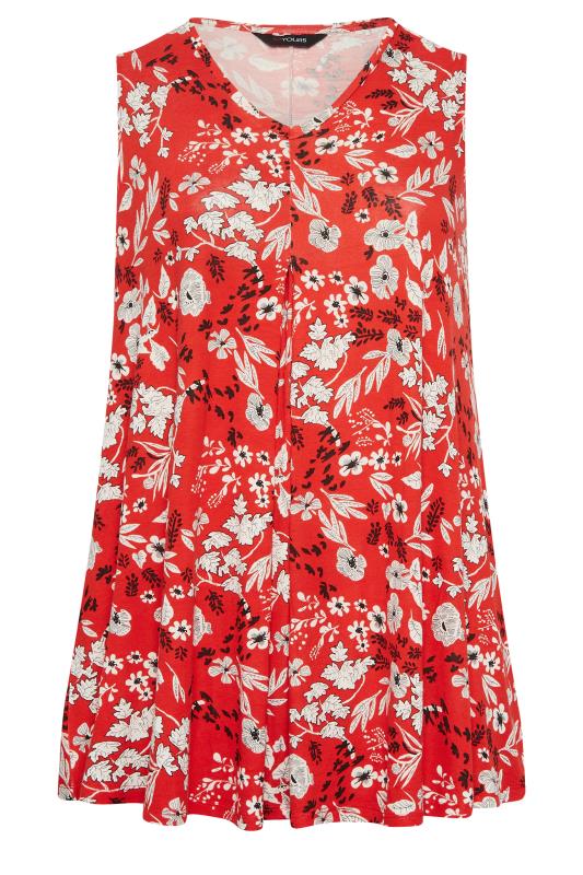 YOURS Plus Size Red Floral Pleat Front Vest Top | Yours Clothing 6
