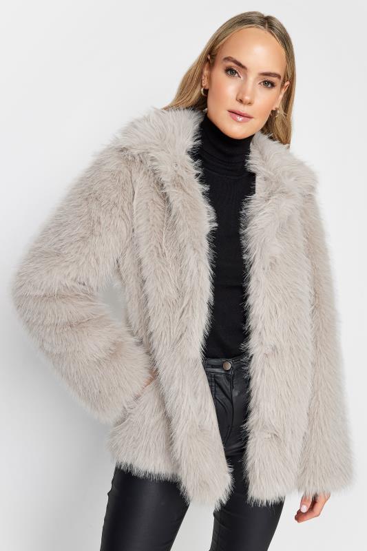 LTS Tall Light Grey Faux Fur Coat | Long Tall Sally  4