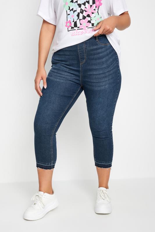  Grande Taille YOURS FOR GOOD Curve Dark Blue Cropped Turn Up GRACE Jeggings