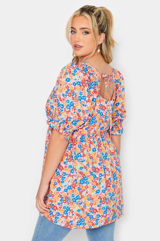 YOURS Orange Plus Size Floral Peplum Top | Yours Clothing  4
