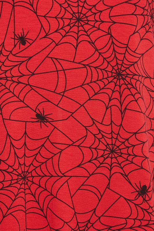 YOURS Curve Plus Size Red Cobweb Print Halloween T-Shirt | Yours Clothing  6