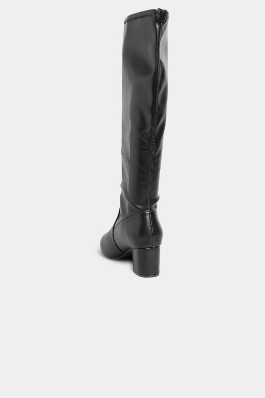 LIMITED COLLECTION Black Stretch Heeled Knee High Boots In Wide E Fit & Extra Wide EEE Fit 4
