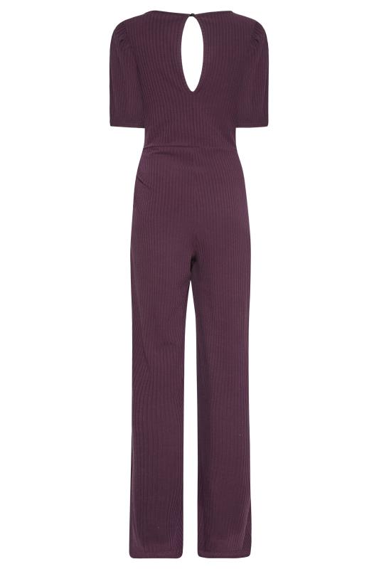 LTS Tall Purple Ribbed Puff Sleeve Jumpsuit 7