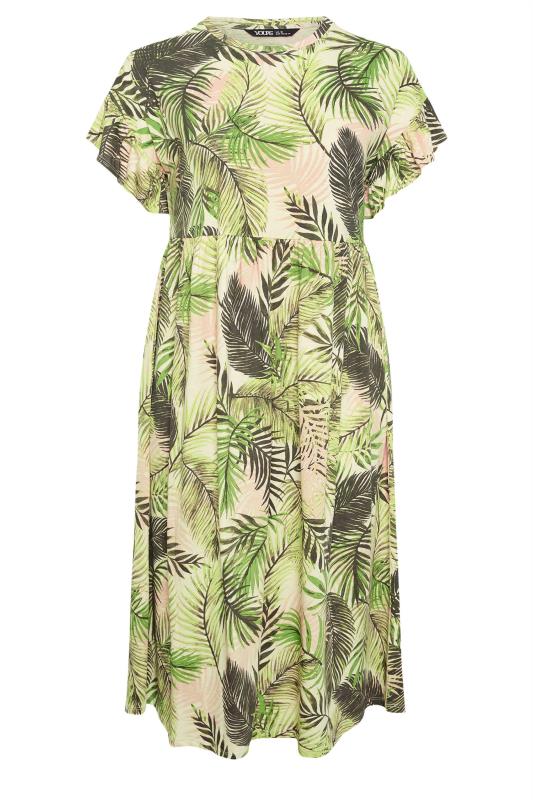 YOURS Plus Size Green Tropical Print Pure Cotton Midaxi Dress | Yours Clothing 6