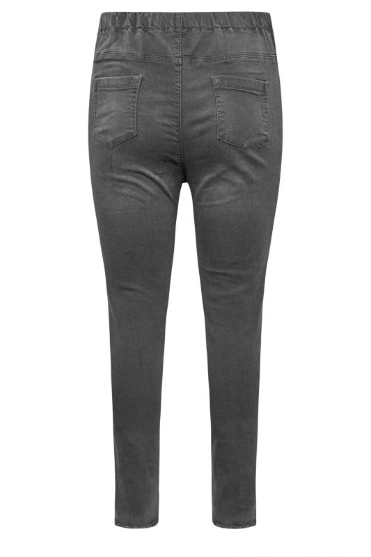 Plus Size Black Washed Distressed Cat Stretch JENNY Jeggings | Yours Clothing 6