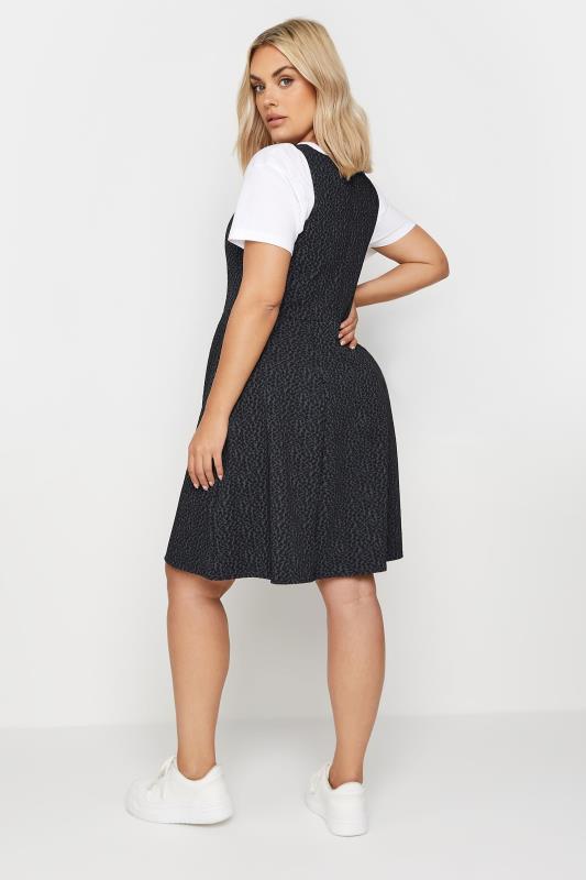 LIMITED COLLECTION Plus Size Charcoal Grey Animal Print Pinafore Dress | Yours Clothing  3
