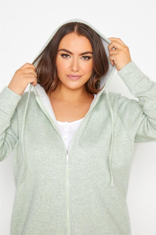 Curve Green Brushed Soft Touch Marl Zip Through Hoodie 5