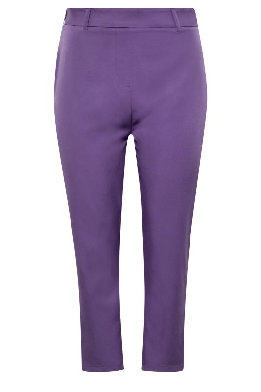 Plus Size Purple High Waisted Tapered Trousers | Yours Clothing 3