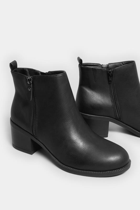 Black Block Heel Zip Boots In Wide E Fit & Extra Wide EEE Fit | Yours Clothing 5