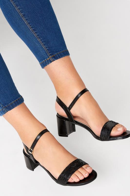 Tall  Yours Black Two Part Block Heels In Wide E Fit