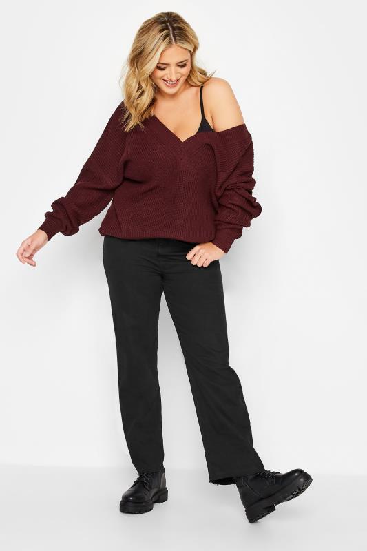 Plus Size Black Stretch Wide Leg Jeans | Yours Clothing 2
