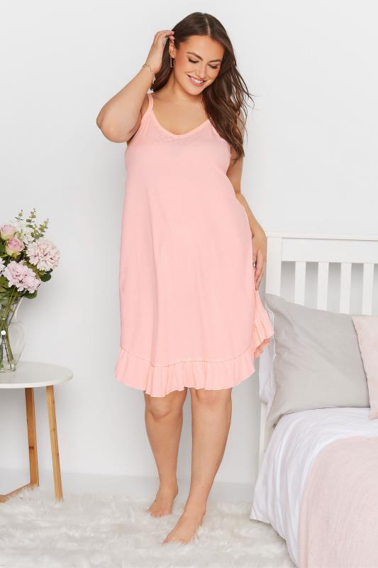 LIMITED COLLECTION Curve Pink Ribbed Nightdress 1
