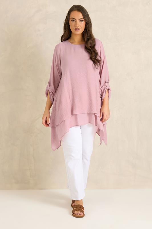 EVANS Plus Size Pink Double Layer Blouse | Evans 1