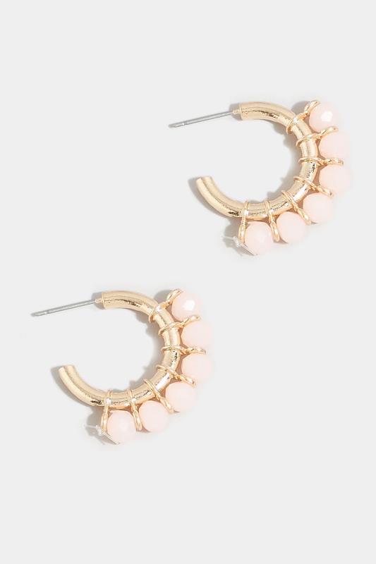 Plus Size Gold Tone Stone Hoop Earrings | Yours Clothing 2