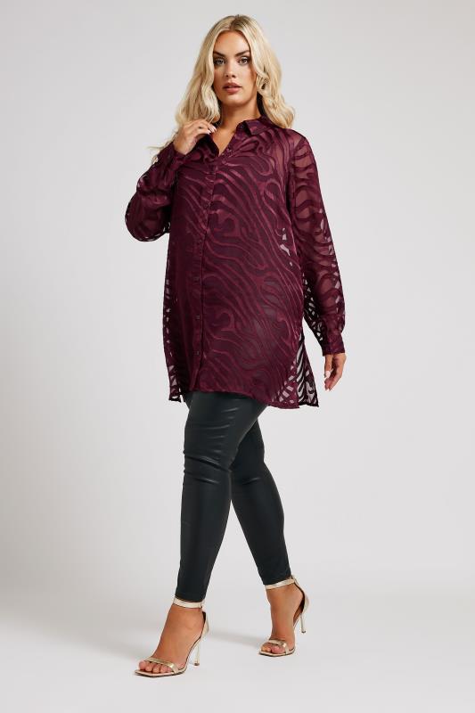 YOURS LONDON Plus Size Red Zebra Burnout Shirt | Yours Clothing 4