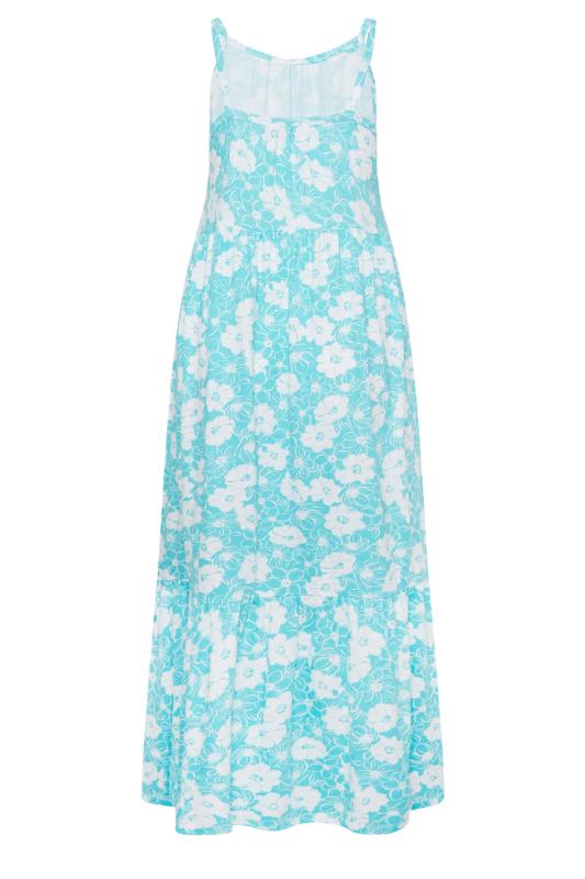 YOURS Curve Plus Size Blue Floral Tiered Maxi Sundress | Yours Clothing  7