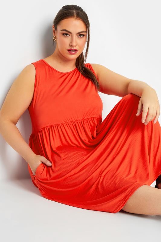 LIMITED COLLECTION Plus Size Coral Orange Pocket Tunic Dress | Yours Clothing 4