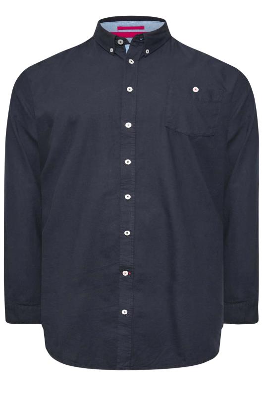 D555 Big & Tall Navy Blue Long Sleeve Oxford Shirt | BadRhino  3