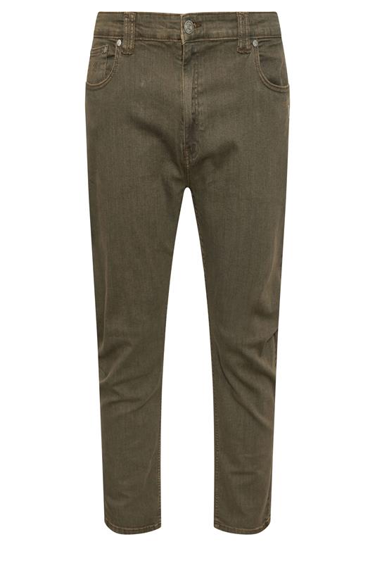 KAM Big & Tall Khaki Green Stretch Jeans | BadRhino 2