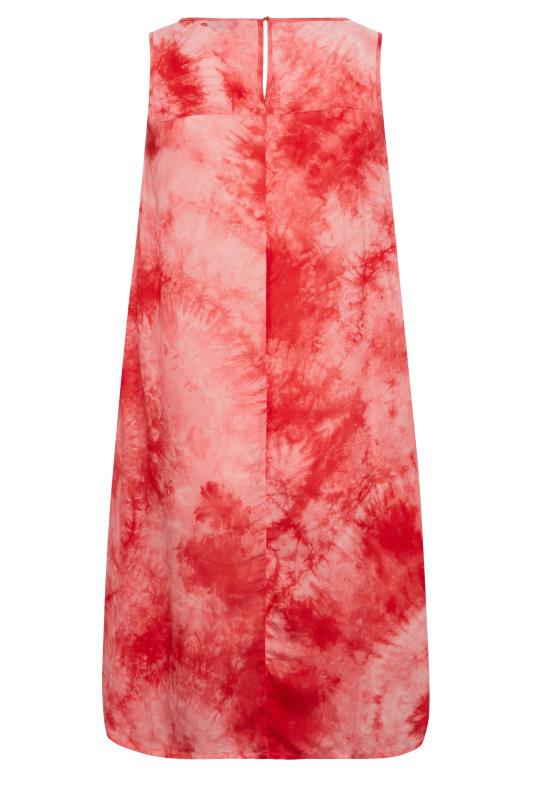 YOURS Plus Size Curve Coral Orange Tie Dye Print Swing Dress| Yours Clothing  7