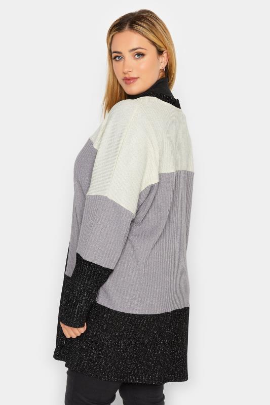 YOURS LUXURY Plus Size Purple Colour Block Soft Touch Cardigan | Yours Clothing 2