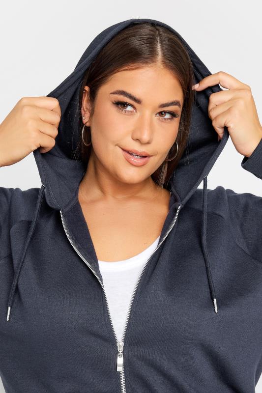 YOURS Plus Size Navy Blue Essential Zip Through Hoodie | Yours Clothing 4