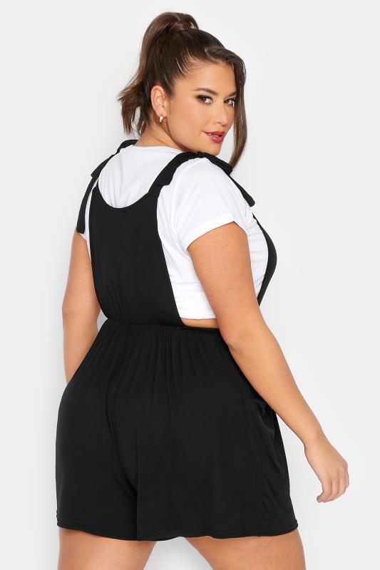 LIMITED COLLECTION Plus Size Black Short Dungarees | Yours Clothing  3