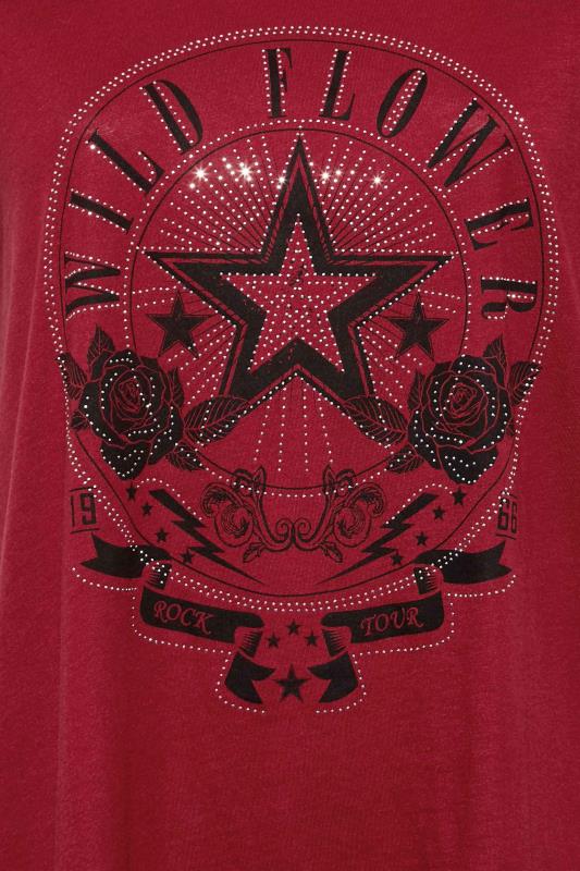 Plus Size Red Diamante 'Wildflower' Printed T-Shirt | Yours Clothing 5