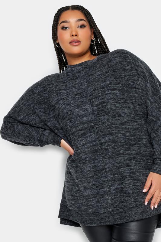Plus Size  YOURS Curve Charcoal Grey Front Seam Soft Touch Sweatshirt