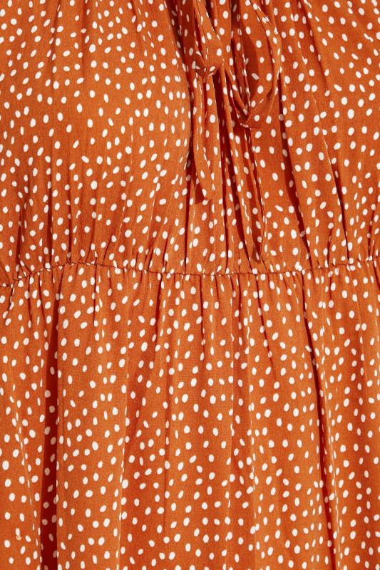 LIMITED COLLECTION Curve Rust Orange Spot Print Square Neck Dress 5