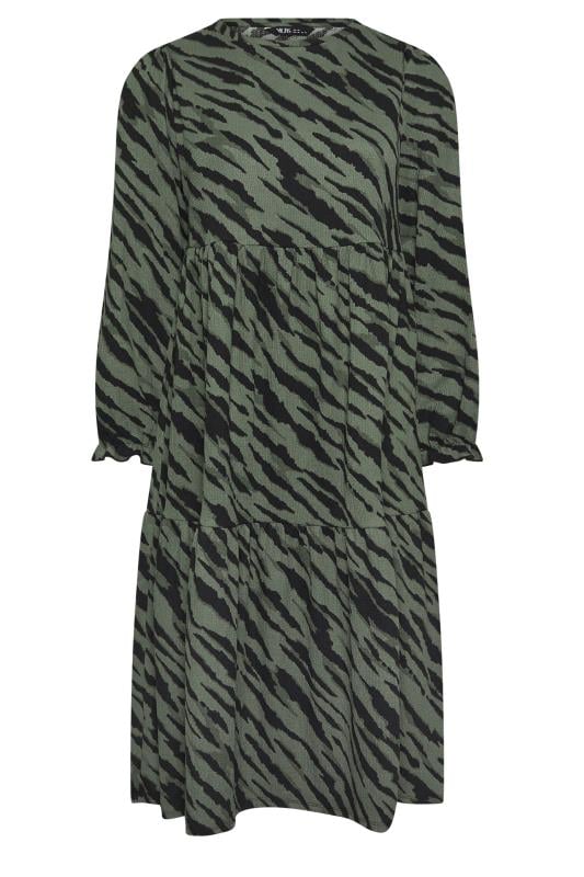 YOURS Plus Size Green Zebra Print Textured Midaxi Dress | Yours Clothing 5