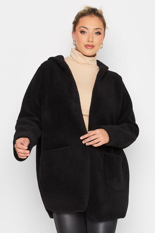 YOURS Plus Size Black Teddy Hooded Jacket | Yours Clothing 4