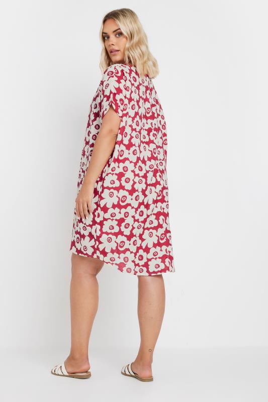 YOURS Plus Size Red Floral Print Tunic Dress | Yours Clothing 3