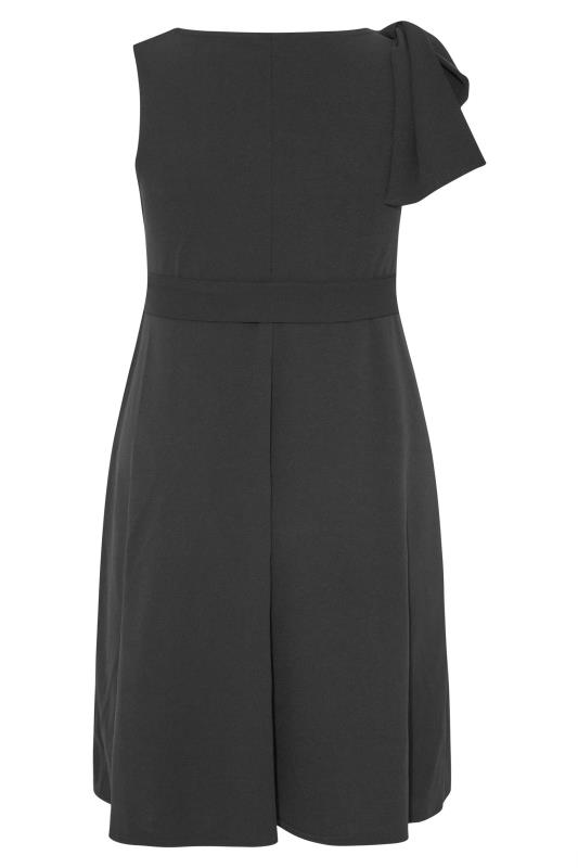 YOURS LONDON Plus Size Black Bow Shoulder Midi Skater Dress | Yours Clothing 7